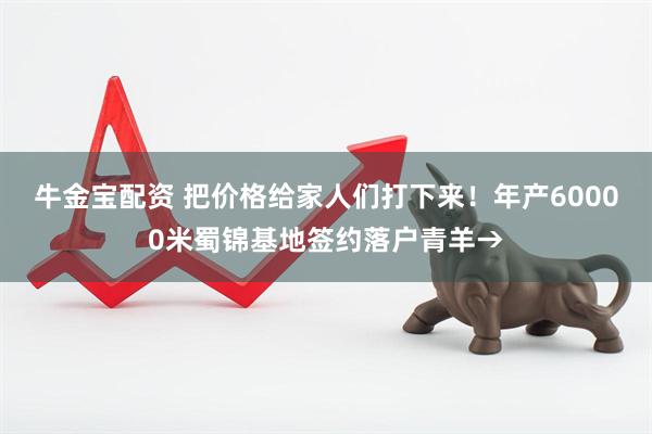 牛金宝配资 把价格给家人们打下来！年产60000米蜀锦基地签约落户青羊→