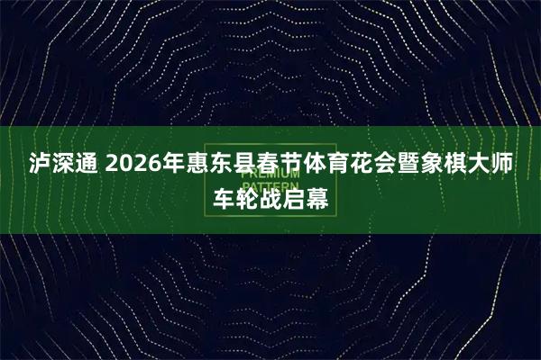 泸深通 2026年惠东县春节体育花会暨象棋大师车轮战启幕